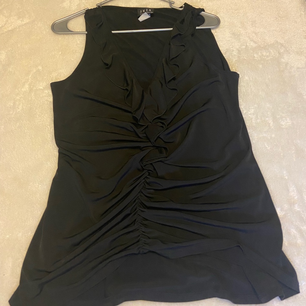 Size XL rouched  tank top with ruffle.